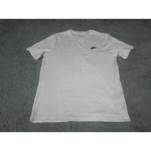 The Nike Tee Mens Medium Shirt Short Sleeve White Crew Neck Iconic Swoosh Logo